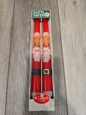 Vintage 1965 Santa Christmas Taper Candles 10'' Capri Candle Company Japan NEW