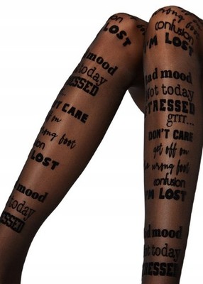 Strumpfhose SCHRIFTZÜGE SCHLECHTE LAUNE 1/2 S/M STRUMPFHOSE 30 den STRUMPFHOSE SCHWARZ feeling