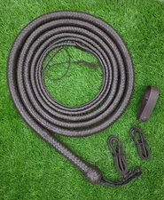 Handmade Leather Bullwhip Brown 04 to 16 Feet Long  16 Plait Cowhide Equestrian