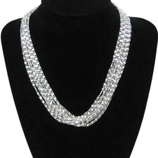 Sarah Coventry 8 Strand Necklace Silvery Cascade Snail Link 15" Choker