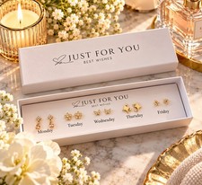 Lot 5 paires Boucles D’oreilles dorées En Acier Inoxydable « Just For You »