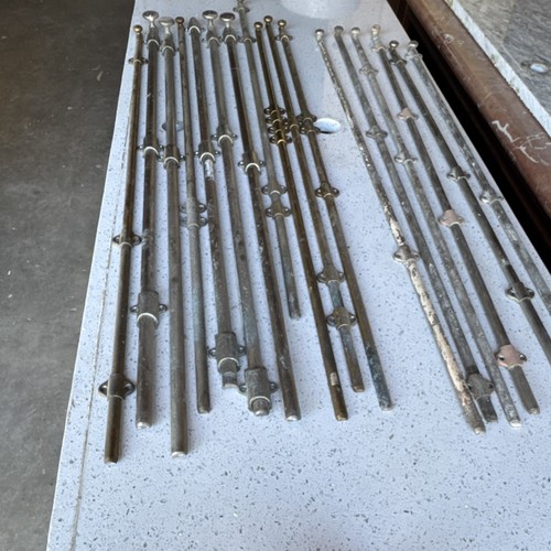 Antique Brass Flush Cabinet Bolts – Salvaged Set with Decorative Plates