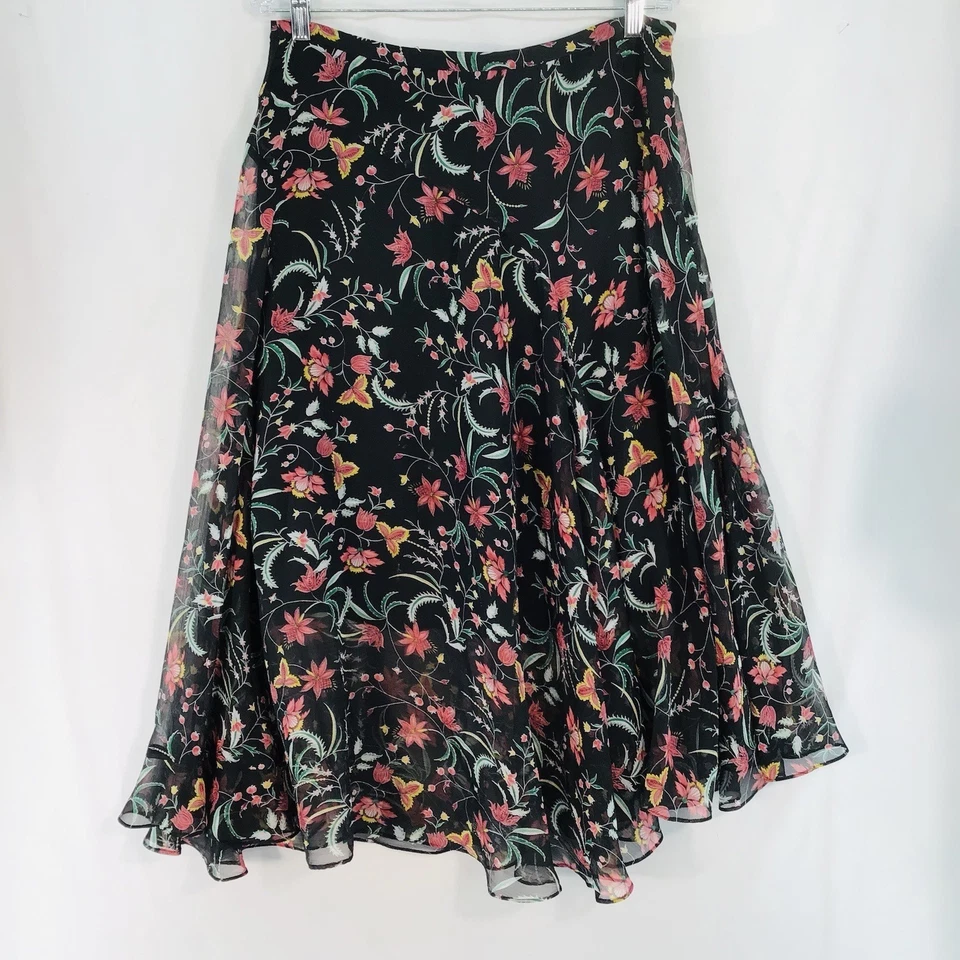 Falda CeCe Mujer 12 Floral Multicolor Fluido Volantes Columpio Cottage Core Boho Chic Foto 2 de 4