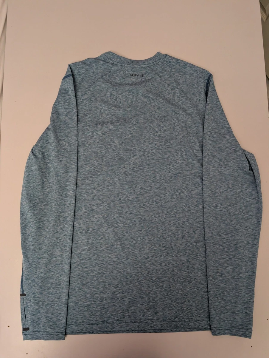 Camisa Orvis Sun Defense Para Hombres Mediana Azul Jaspeado Pesca UPF Manga Larga M F22