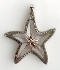 Tri-Color 10K Gold Starfish Pendant, 1-1/2" by 1-1/2", 2.64 Grams