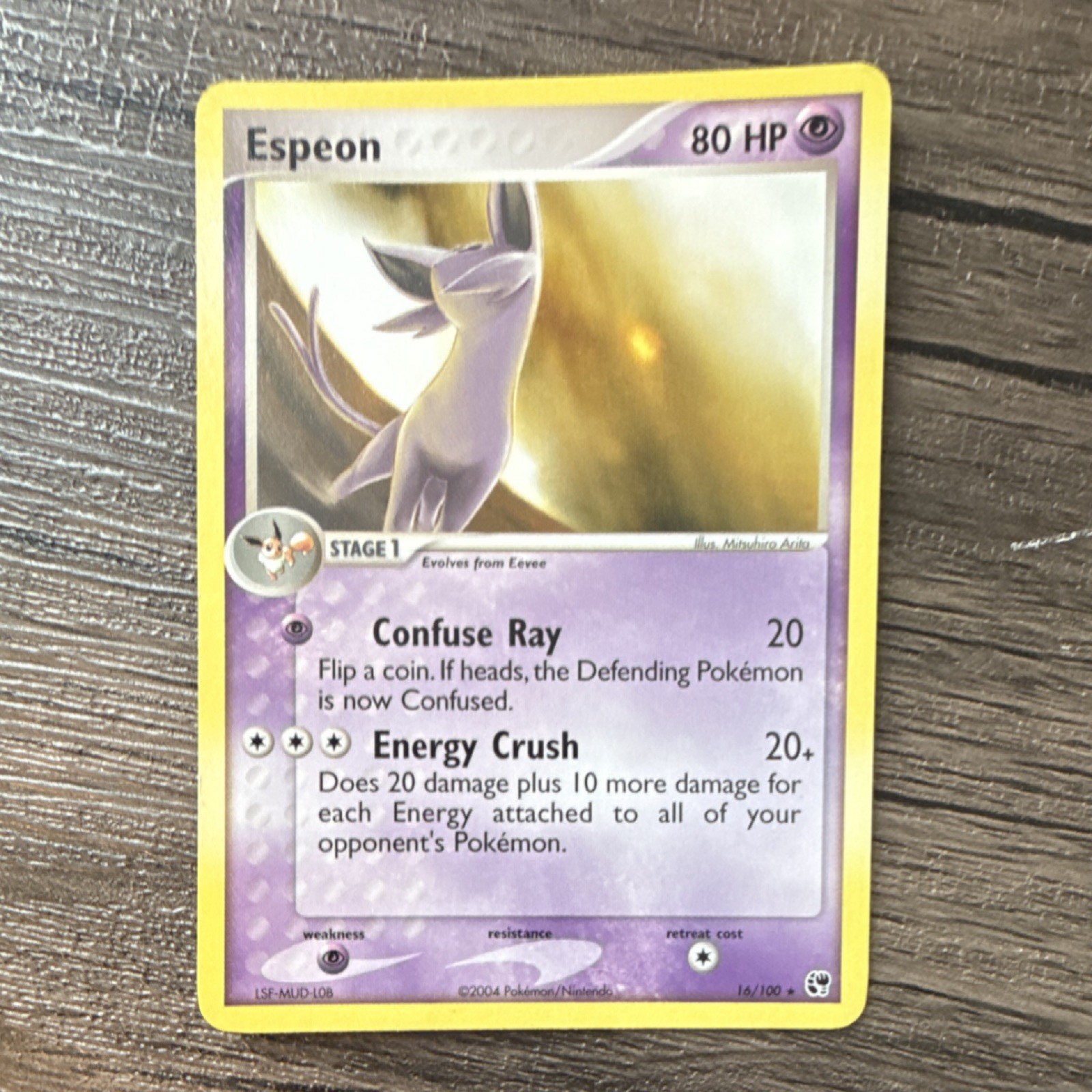 Pokémon TCG Espeon 16/100 Sandstorm Rare Regular 80HP Confuse Ray Energy Crush