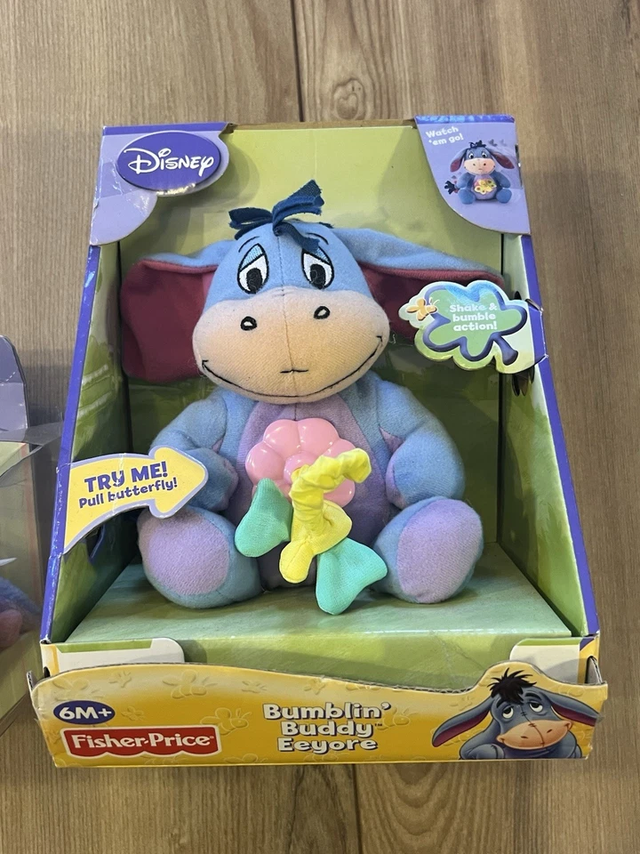 Lot Of 2 Disney Fisher Price Eeyore Happy Ears & Cutie Bugs Plush New in Box - Image 2 of 4