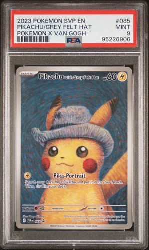 Pikachu Grey Felt Hat 085 SVP Van Gogh Pokemon Card Mint 2023 PSA 9