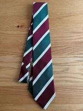 Drake's Neck Tie Green Red White Striped 100%Silk Handmade in England