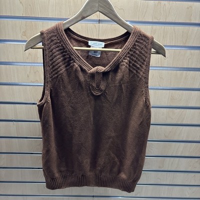 St. John Sport, Women s Sleeveless Wool Blend Top, Brown, Size Medium