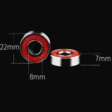 Drema Red Silver ABEC-9 608 RS Skateboard Longboard Bearings 8PCS , 8mmx22mmx7m