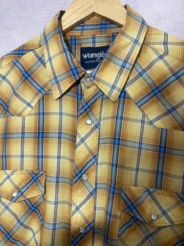 Wrangler Western Shirt Men's Pearl Snap Long Sleeve Check Size XL #41 - Picture 6 of 8