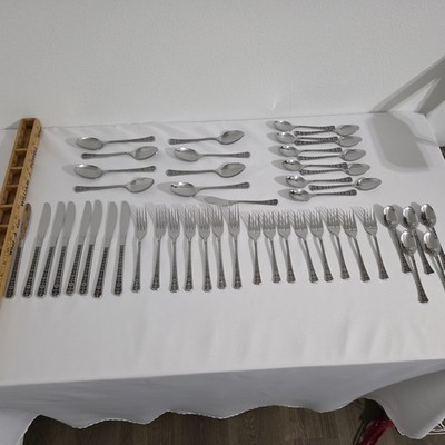 Interpur Florenz Flatware Stainless Steel Japan Silverware 48 pc Mid Century Mod