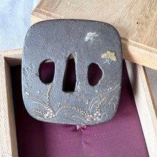 Antica guardia spada giapponese Tsuba Samurai Katana ferro H-0103