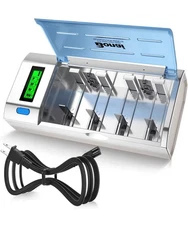 BONAI LCD Battery Charger for C D AA AAA NiMH NiCD & 9V Lithium Rechargeable Bat
