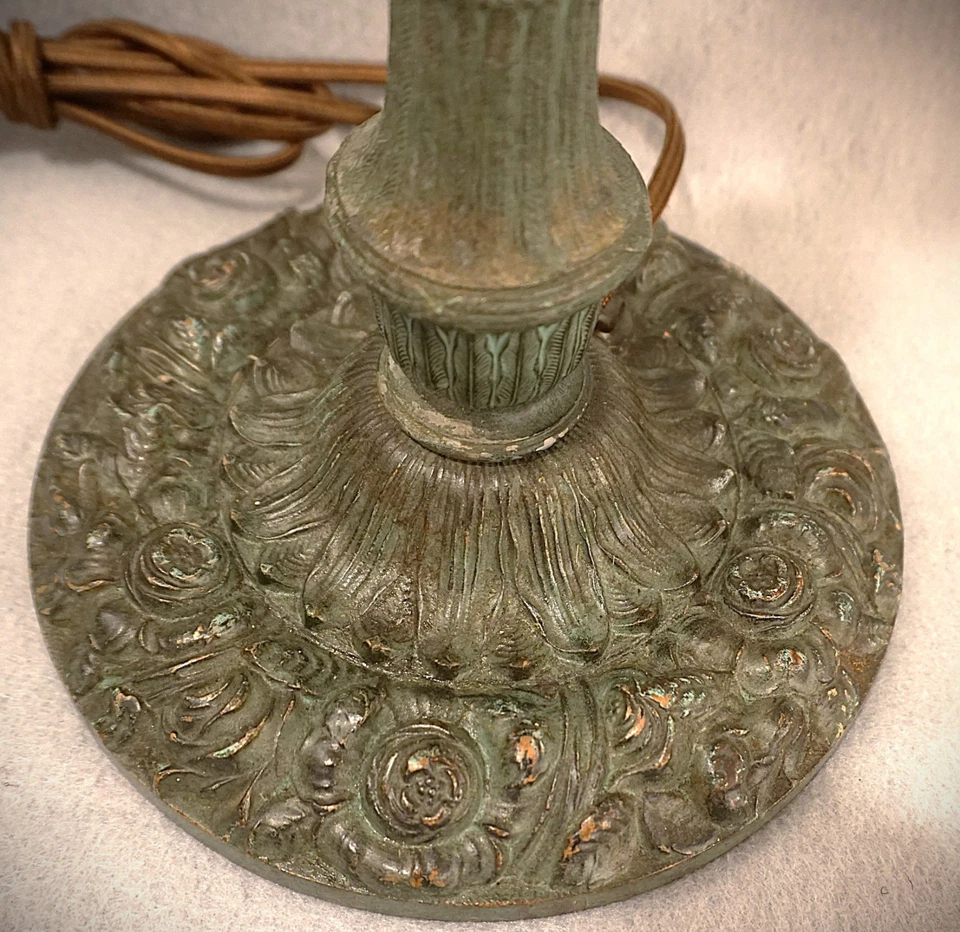 Miller Victorian Green Metal Lamp Base, c1900s Antique Original Paint, Tiffany - Image 3 of 4