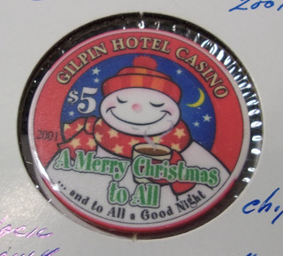 GILPIN HOTEL CASINO 2001 $5 hotel casino gaming poker chip Black Hawk CO