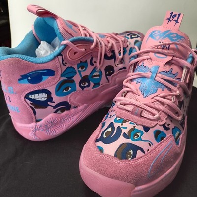 Puma MB.03 Kid Super Melo Men Basketball Shoes  Pink Blue White 379328-01  Sz 15
