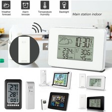 Digital LCD Weather Station Clock Calendar Thermometer Wireless Indoor Outdoor