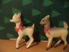 VINTAGE CELLULOID PLASTIC REINDEERS 3 1/2 INCHES TALL  — photo 1