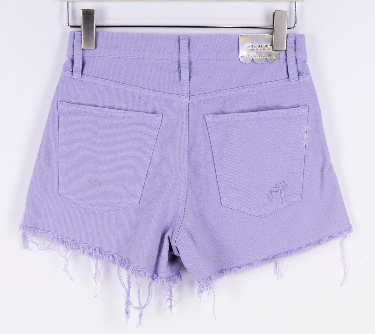 Desigual Femme Short Ams Blauw W28 Violet Coton Pur D chir Jeans