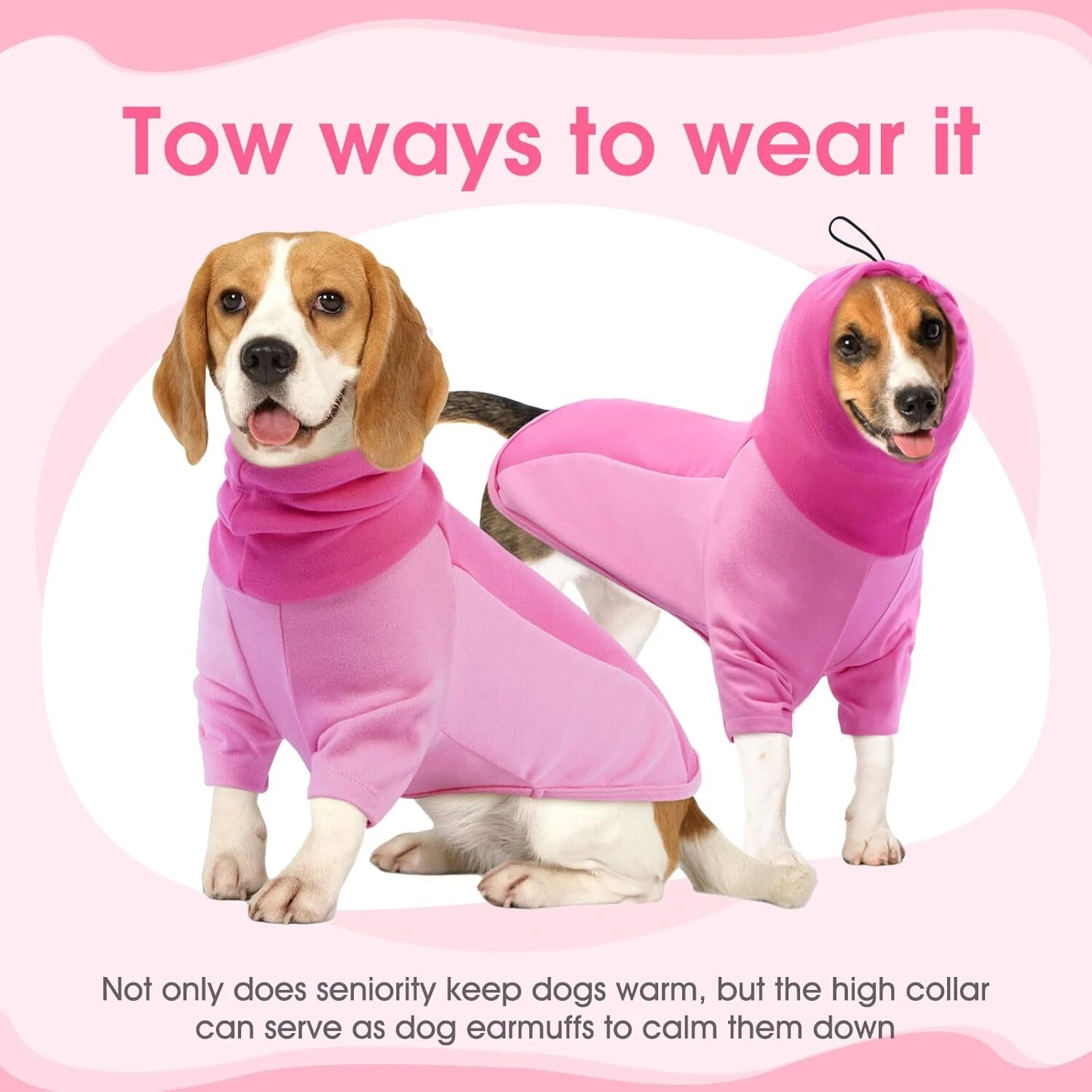 VETEMENTS BRKURLEG Felpa con Cappuccio per Cani con Paraorecchie Felpa a Girocollo X Small Rosa