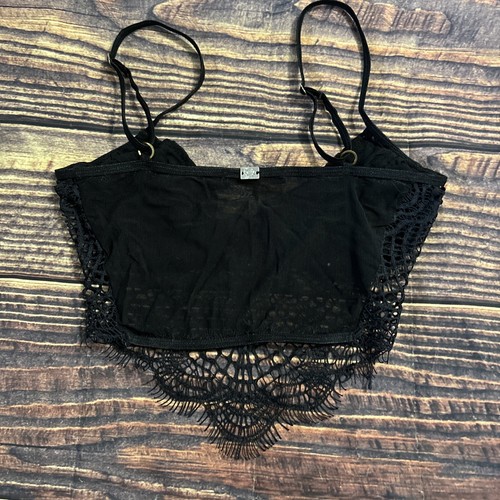 For Love & Lemons Skivvies Bat Your Lashes Lacy Underwire Bra Black XS