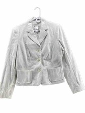 VILLAGER Woman Blazer Liz CLAIBORNE Size 12 White Stretch 3 Button Pockets