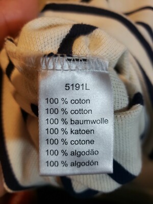 Lacoste 5191L White/Black Stripes Men's Polo Rugby Shirt - Size 7