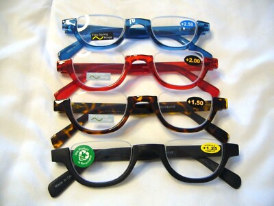 Men's 1/2 Moon Reading Glasses 1.25 ~ 4.00 Top Rimless Women's Glasses R340S