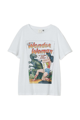 H\u0026M Women's Size Large Wonder Woman Superhero DC Comics Retro T-Shirt Tee  White | eBay