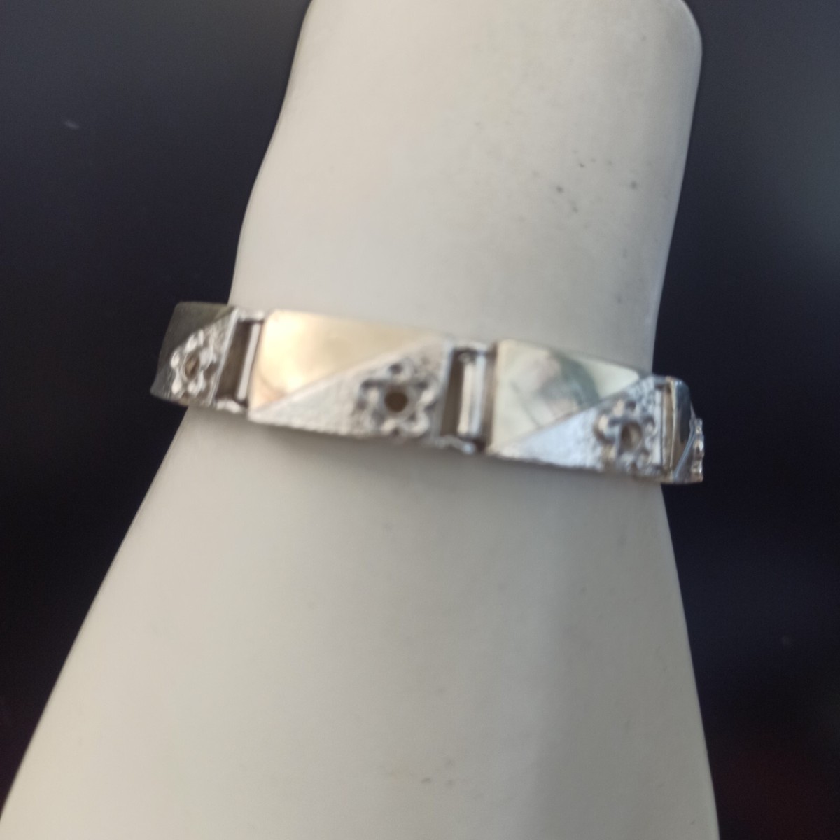 Silver Rolled 14K Gold Bracelet VTG Modernist Geometric Links 90s