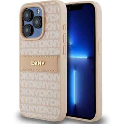 Original DKNY Leder Karomuster Tonal Streifen Impact Case iPhone 15 Pro Max
