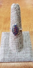 Anillo de ópalo de fuego negro anillo de plata de ley 925 anillo de declaración para mujer regalo para ella