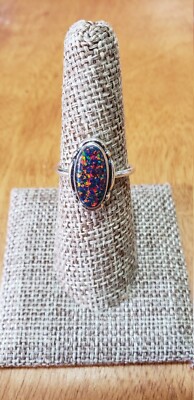 Black Fire Opal Ring 925 Sterling Silver Ring Women Statement Ring Gift For Her