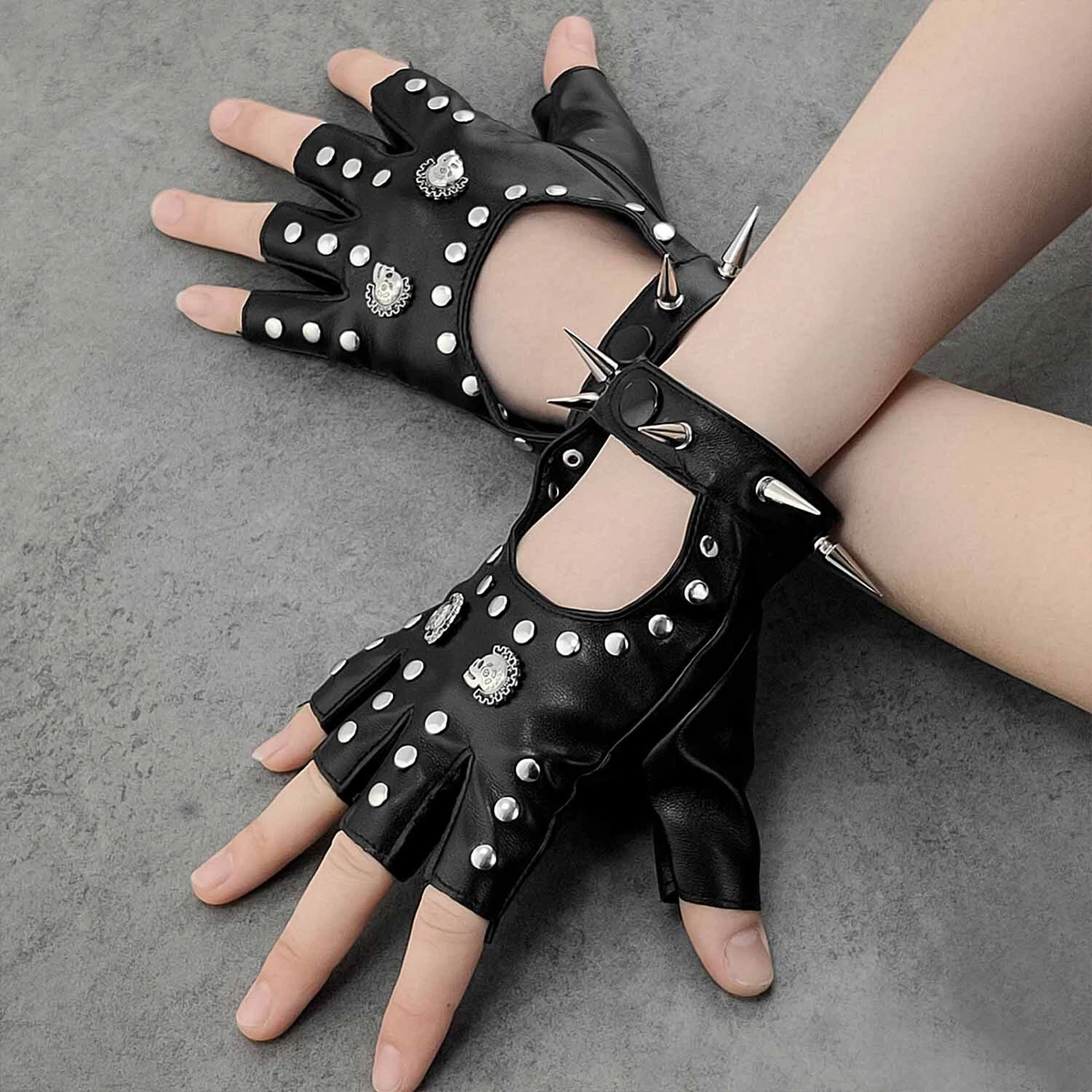 womens fingerless leather gloves