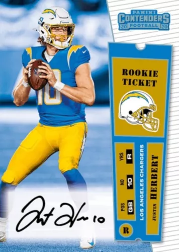 2020 Contenders Justin Herbert Rookie Ticket Auto RC NFL Blitz Digital Card