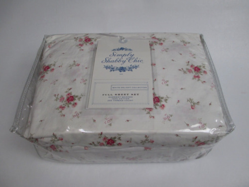 Simply Shabby Chic WHITE DELIGHT Collection Rose Floral Sheet Set - Full