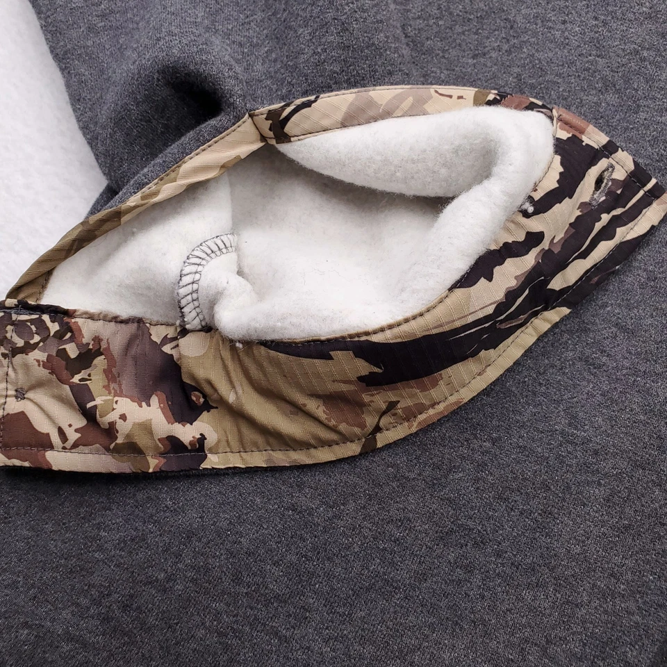 安德玛衬衫男式小号灰色迷彩雄鹿抓绒纽扣宽松 Coldgear — 第 3/4 张图片