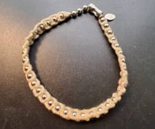 Vintage Panama Jack Anklet Stainless & Cord