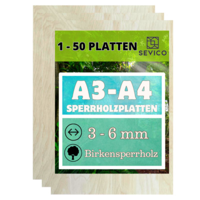 Sperrholz-Platte Dünne Multiplex Sperrholz-Zuschnitte | 3mm-6mm | A3 A4