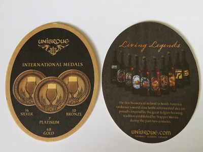 Beer Bar Coaster ~ UNIBROUE Brewery Living Legends ~ Belgian-style Award Winning