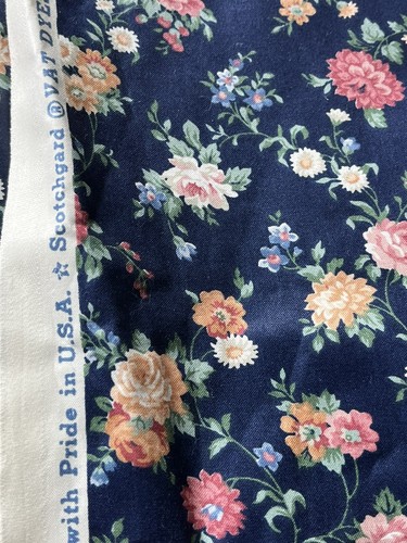 3 Yds Joan Kessler “Virginia” Navy Chintz Floral Fabric Concord Fabrics - Picture 6 of 6