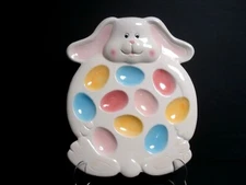 Vtg ceramic porcelain Pastel colored EASTER EGG deviled egg bunny Platter plate