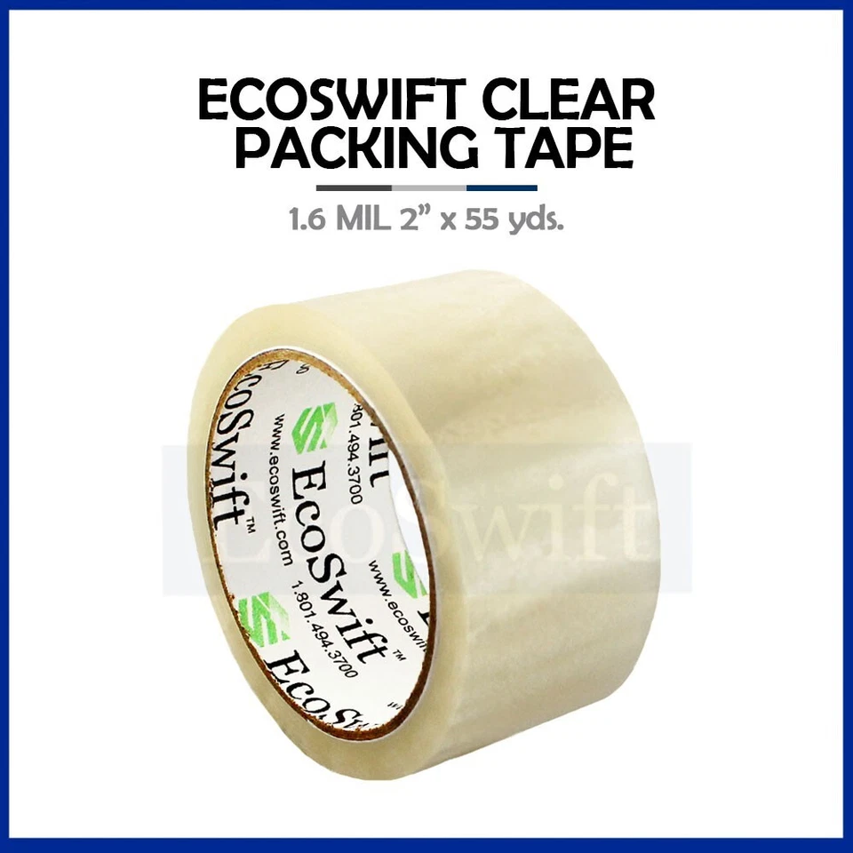 1 ROLL EcoSwift Carton Sealing Packaging Packing Tape 1.6mil 2" x 55 yard 165 ft