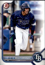 LOT OF 20 2022 BOWMAN DRAFT  BASE PROSPECT BD40 WILLY VASQUEZ RAYS