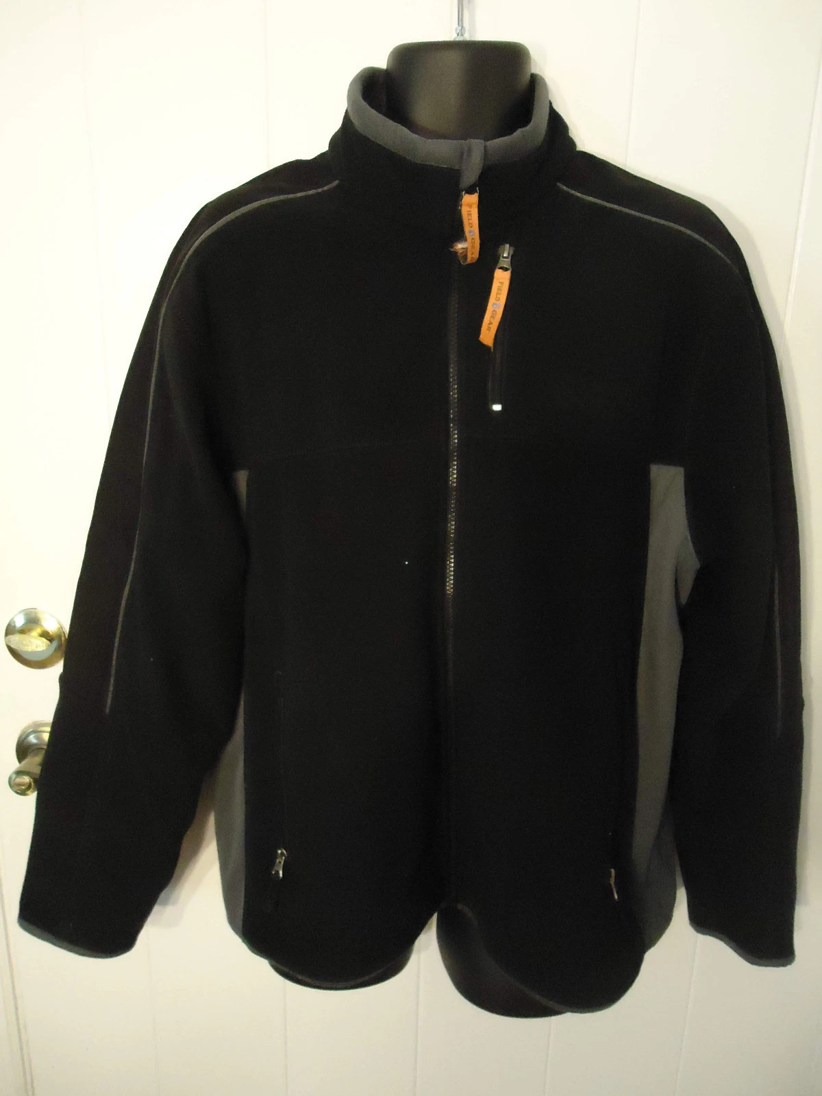 Field Gear Men's Fleece Jacket Full Zip Black/Gray Size L Large