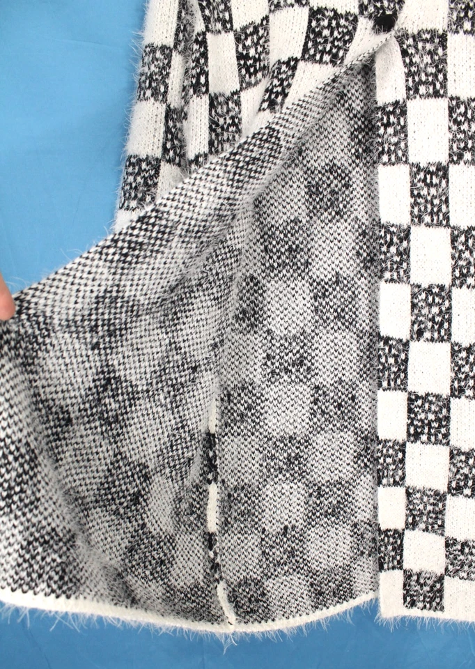 SUÉTER CÁRDIGAN OUTLANDER Negro/Blanco CUADROS 2 BOTONES SUAVE Y DIFUSO Talla XL Foto 4 de 4