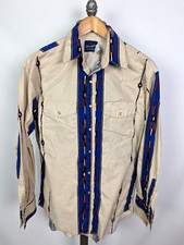 WRANGLER Vtg Shirt Western Pearl Snap Southwest Sz L Rodeo Cowboy 90s