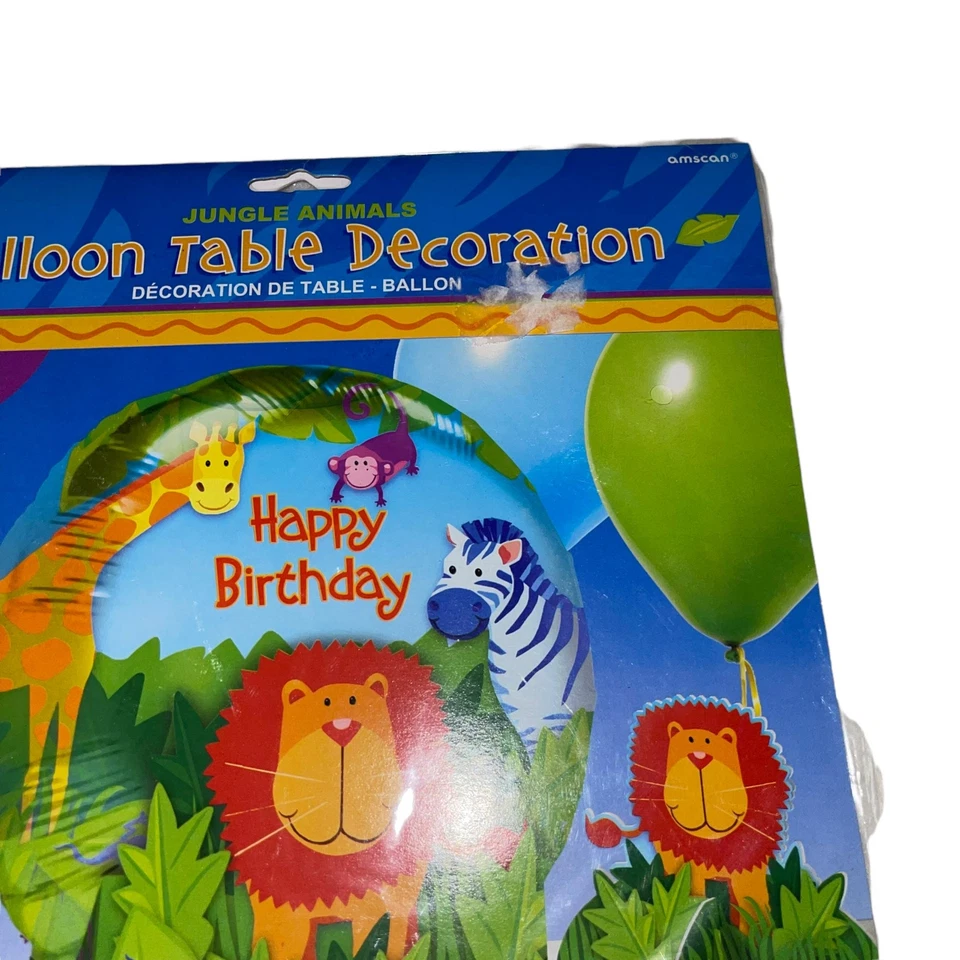 Raro Amscan Animales de la Selva Globo Mesa Decoración Feliz Cumpleaños Fiesta León Foto 3 de 4